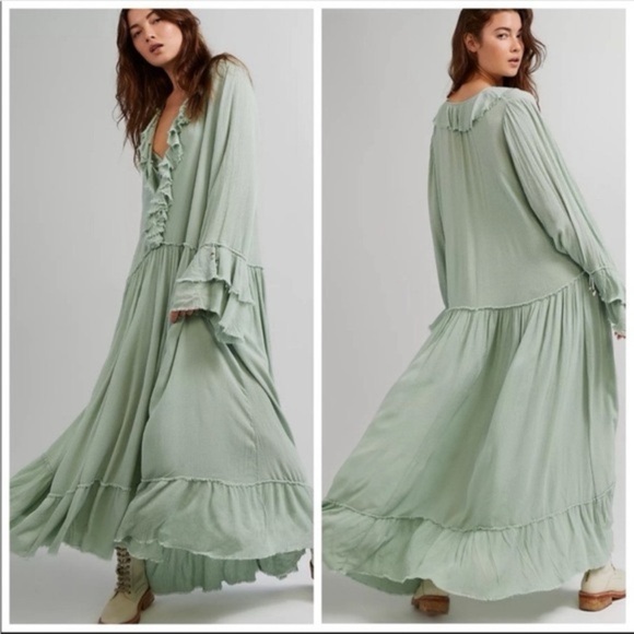 Free People Dresses & Skirts - Free People Sweet Darlin Minted Jade Maxi Dress SzXS